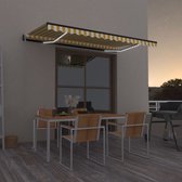 Decoways - Luifel automatisch met LED en windsensor 450x300 cm geel en wit