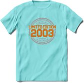 2003 Limited Edition Ring T-Shirt | Zilver - Goud | Grappig Verjaardag en Feest Cadeau Shirt | Dames - Heren - Unisex | Tshirt Kleding Kado | - Licht Blauw - S