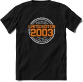 2003 Limited Edition Ring T-Shirt | Zilver - Goud | Grappig Verjaardag en Feest Cadeau Shirt | Dames - Heren - Unisex | Tshirt Kleding Kado | - Zwart - XXL
