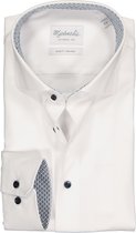 Michaelis slim fit overhemd - twill - wit (contrast) - Strijkvrij - Boordmaat: 42