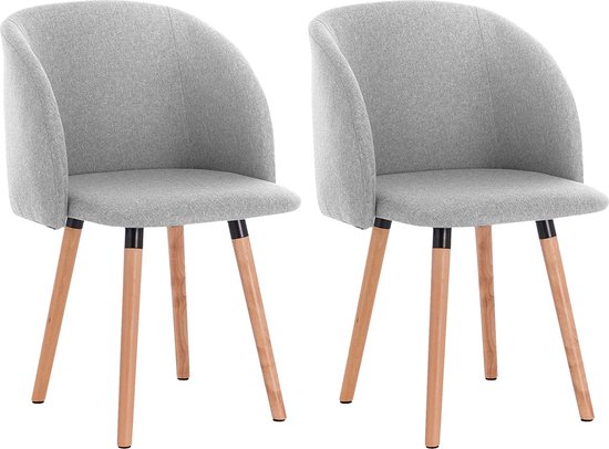 WOLTU 2 eetkamerstoelen keuken-/woonkamerstoelen, ontwerp van kunstleer en massief hout, wit BH29ws-2