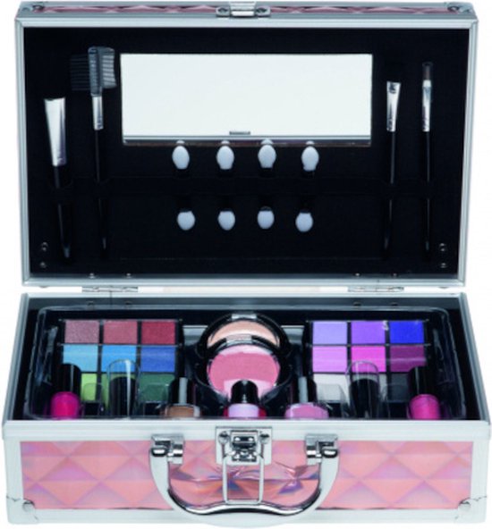 Casuelle Make-up Koffer Aluminium Roze 42-delig |
