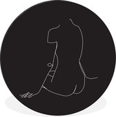 Illustration femme assise sur fond noir Cercle mural aluminium ⌀ 60 cm - Tirage photo sur cercle mural / cercle vivant / cercle de jardin (décoration murale)