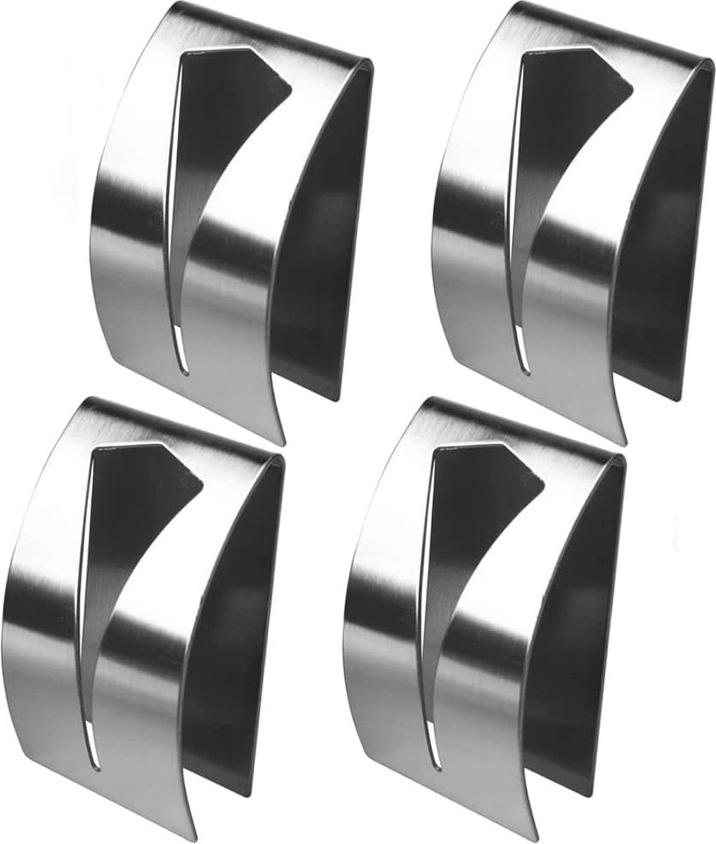 Handdoekhaak Set 4 stuks -Chroom -Zonder Boren RVS - Vierkant Zelfklevend Badjas - Theedoek Hanger - Keuken Badkamer Handdoek Haakjes