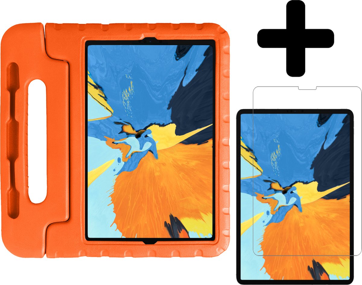 Hoes Geschikt voor iPad Pro 2021 (11 inch) Hoes Kinder Hoesje Kids Case Shockproof Cover Met Screenprotector - Hoesje Geschikt voor iPad Pro 11 inch (2021) Hoesje Kidscase - Oranje