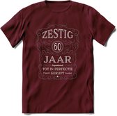 60 Jaar Legendarisch Gerijpt T-Shirt | Donkergrijs - Grijs | Grappig Verjaardag en Feest Cadeau Shirt | Dames - Heren - Unisex | Tshirt Kleding Kado | - Burgundy - XL