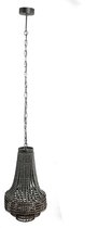PTMD Merdy Ronde Hanglamp - H170 x Ø35,5 cm - Metaal - Grijs