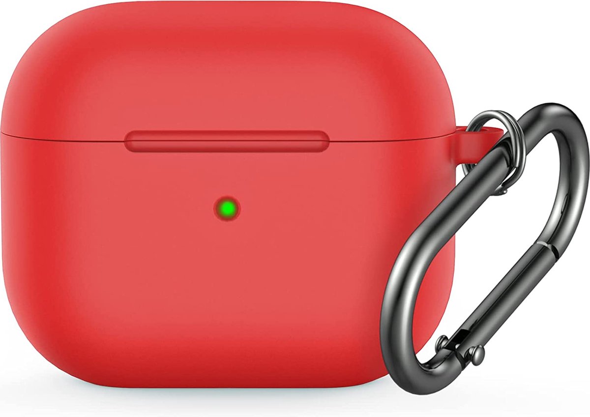YONO Hoesje geschikt voor Apple Airpods 3 - Siliconen Soft Case met Clip - Rood