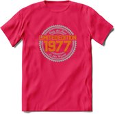 1977 Limited Edition Ring T-Shirt | Zilver - Goud | Grappig Verjaardag en Feest Cadeau Shirt | Dames - Heren - Unisex | Tshirt Kleding Kado | - Roze - L