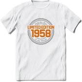 1958 Limited Edition Ring T-Shirt | Zilver - Goud | Grappig Verjaardag en Feest Cadeau Shirt | Dames - Heren - Unisex | Tshirt Kleding Kado | - Wit - M