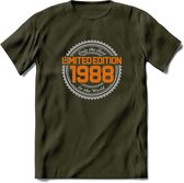 1988 Limited Edition Ring T-Shirt | Zilver - Goud | Grappig Verjaardag en Feest Cadeau Shirt | Dames - Heren - Unisex | Tshirt Kleding Kado | - Leger Groen - S