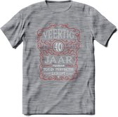 40 Jaar Legendarisch Gerijpt T-Shirt | Rood - Grijs | Grappig Verjaardag en Feest Cadeau Shirt | Dames - Heren - Unisex | Tshirt Kleding Kado | - Donker Grijs - Gemaleerd - XL