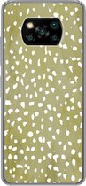 Telefoonhoesje Geschikt voor Xiaomi Poco X3 Pro hoesje - Stippen - Wit - Groen - Siliconen Telefoonhoesje Telefoonhoesje