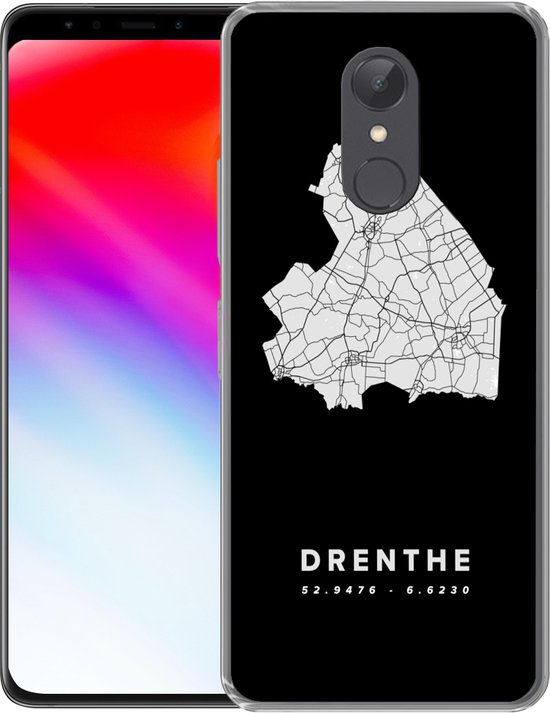 Telefoonhoesje Geschikt voor Xiaomi Geschikt voor Redmi 5 hoesje - Drenthe - Wegenkaart - Zwart - Siliconen Telefoonhoesje Telefoonhoesje