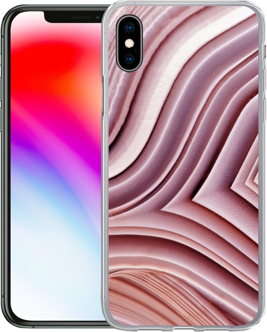 Coque iPhone Xs Max - Pierres Naturelles - Rose - Gros plan - Coque de téléphone en Siliconen