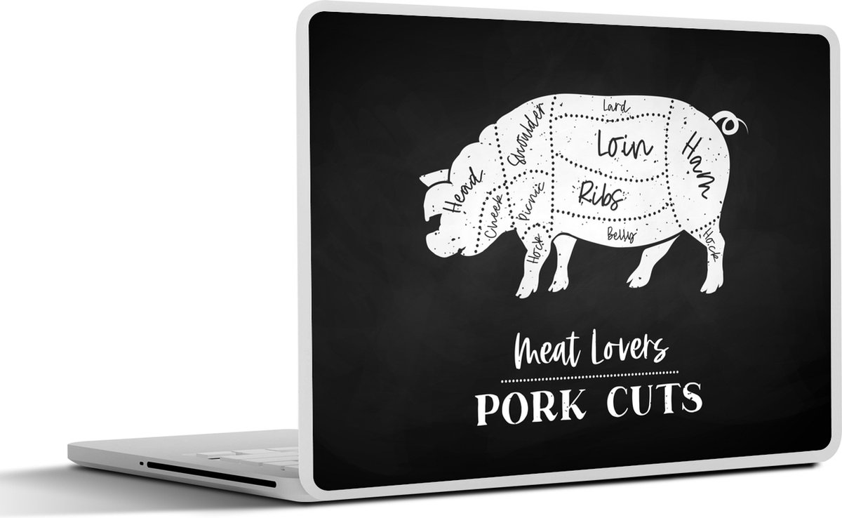 Laptop sticker - 11.6 inch - Varken - Vlees - Slager - 30x21cm - Laptopstickers - Laptop skin - Cover - Cadeau voor vrouw