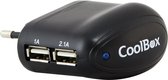 USB Oplader CoolBox REPCOOUSBX2          Zwart