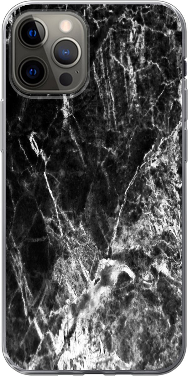 Telefoonhoesje Geschikt voor iPhone 13 Pro hoesje - Marmer print - Steen - Luxe - Siliconen Telefoonhoesje Telefoonhoesje