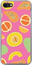 Geschikt voor iPhone SE 2020 hoesje - Fruit - Patronen - Roze - Siliconen Telefoonhoesje