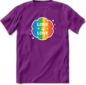 Love Is Love | Pride T-Shirt | Grappig LHBTIQ+ / LGBTQ / Gay / Homo / Lesbi Cadeau Shirt | Dames - Heren - Unisex | Tshirt Kleding Kado | - Paars - XXL