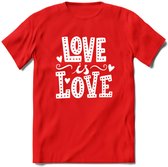 Love Is Love | Pride T-Shirt | Grappig LHBTIQ+ / LGBTQ / Gay / Homo / Lesbi Cadeau Shirt | Dames - Heren - Unisex | Tshirt Kleding Kado | - Rood - 3XL