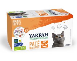 8x Yarrah Bio Kattenvoer Multipack Paté Graanvrij Kip & Rund 8 x 100 gr