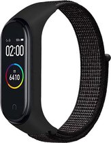 Xiaomi Mi band 3/4/5/6 nylon sport loop band - reflector zwart - Geschikt voor