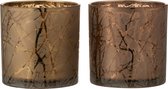 Theelichthouder | glas | bruin | 15x15x (h)15 cm