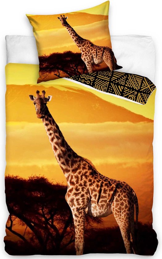 Animal Pictures Dekbedovertrek Wild Giraffe - Eenpersoons - 140x200 cm - Sunset Orange