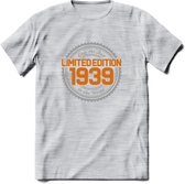 1939 Limited Edition Ring T-Shirt | Zilver - Goud | Grappig Verjaardag en Feest Cadeau Shirt | Dames - Heren - Unisex | Tshirt Kleding Kado | - Licht Grijs - Gemaleerd - M