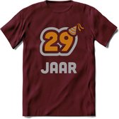 29 Jaar Feest T-Shirt | Goud - Zilver | Grappig Verjaardag Cadeau Shirt | Dames - Heren - Unisex | Tshirt Kleding Kado | - Burgundy - XL
