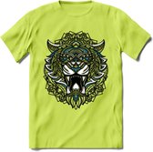 Tijger - Dieren Mandala T-Shirt | Blauw | Grappig Verjaardag Zentangle Dierenkop Cadeau Shirt | Dames - Heren - Unisex | Wildlife Tshirt Kleding Kado | - Groen - XL