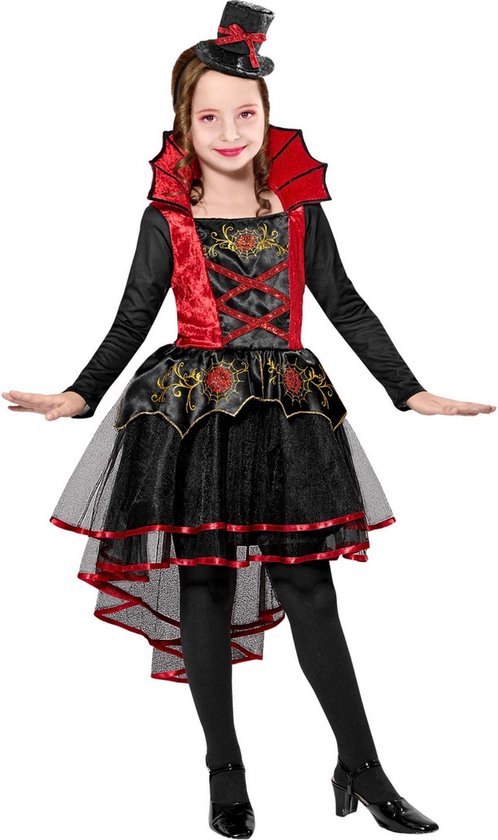 Widmann - Vampier & Dracula Kostuum - Vampier Steamy - Meisje - rood,zwart  - Maat 140... | bol.com