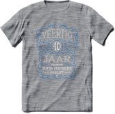 40 Jaar Legendarisch Gerijpt T-Shirt | Blauw - Grijs | Grappig Verjaardag en Feest Cadeau Shirt | Dames - Heren - Unisex | Tshirt Kleding Kado | - Donker Grijs - Gemaleerd - M