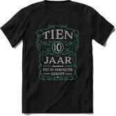 10 Jaar Legendarisch Gerijpt T-Shirt | Aqua - Grijs | Grappig Verjaardag en Feest Cadeau Shirt | Dames - Heren - Unisex | Tshirt Kleding Kado | - Zwart - XL