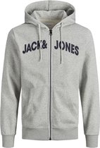 Jack & Jones Sweat Hood Zipper grijs (Maat: 5XL)