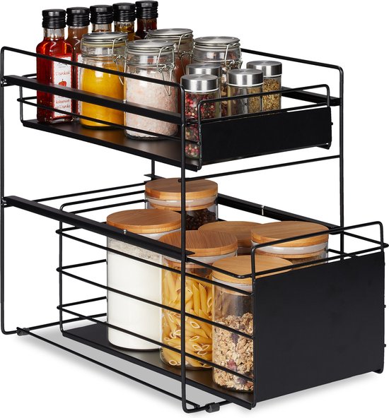 keuken organizer - 2 manden - aanrecht - badkamer - klein - 39,5 x 25 x 40,5 cm - keukenrek