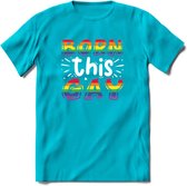 Born This Gay | Pride T-Shirt | Grappig LHBTIQ+ / LGBTQ / Gay / Homo / Lesbi Cadeau Shirt | Dames - Heren - Unisex | Tshirt Kleding Kado | - Blauw - XXL