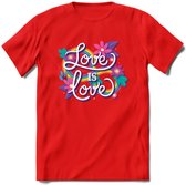 Love Is Love | Pride T-Shirt | Grappig LHBTIQ+ / LGBTQ / Gay / Homo / Lesbi Cadeau Shirt | Dames - Heren - Unisex | Tshirt Kleding Kado | - Rood - XXL