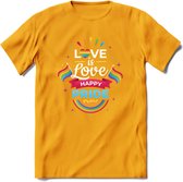 Love Is Love | Pride T-Shirt | Grappig LHBTIQ+ / LGBTQ / Gay / Homo / Lesbi Cadeau Shirt | Dames - Heren - Unisex | Tshirt Kleding Kado | - Geel - XXL