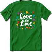 Love Is Love | Pride T-Shirt | Grappig LHBTIQ+ / LGBTQ / Gay / Homo / Lesbi Cadeau Shirt | Dames - Heren - Unisex | Tshirt Kleding Kado | - Donker Groen - S