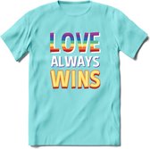 Love Wins | Pride T-Shirt | Grappig LHBTIQ+ / LGBTQ / Gay / Homo / Lesbi Cadeau Shirt | Dames - Heren - Unisex | Tshirt Kleding Kado | - Licht Blauw - XL