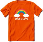 Love Is Love | Pride T-Shirt | Grappig LHBTIQ+ / LGBTQ / Gay / Homo / Lesbi Cadeau Shirt | Dames - Heren - Unisex | Tshirt Kleding Kado | - Oranje - L