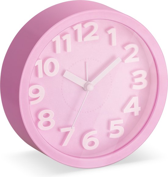 Navaris analoge wekker in roze - Retro klok op batterij in rond design -  Met grote... | bol.com
