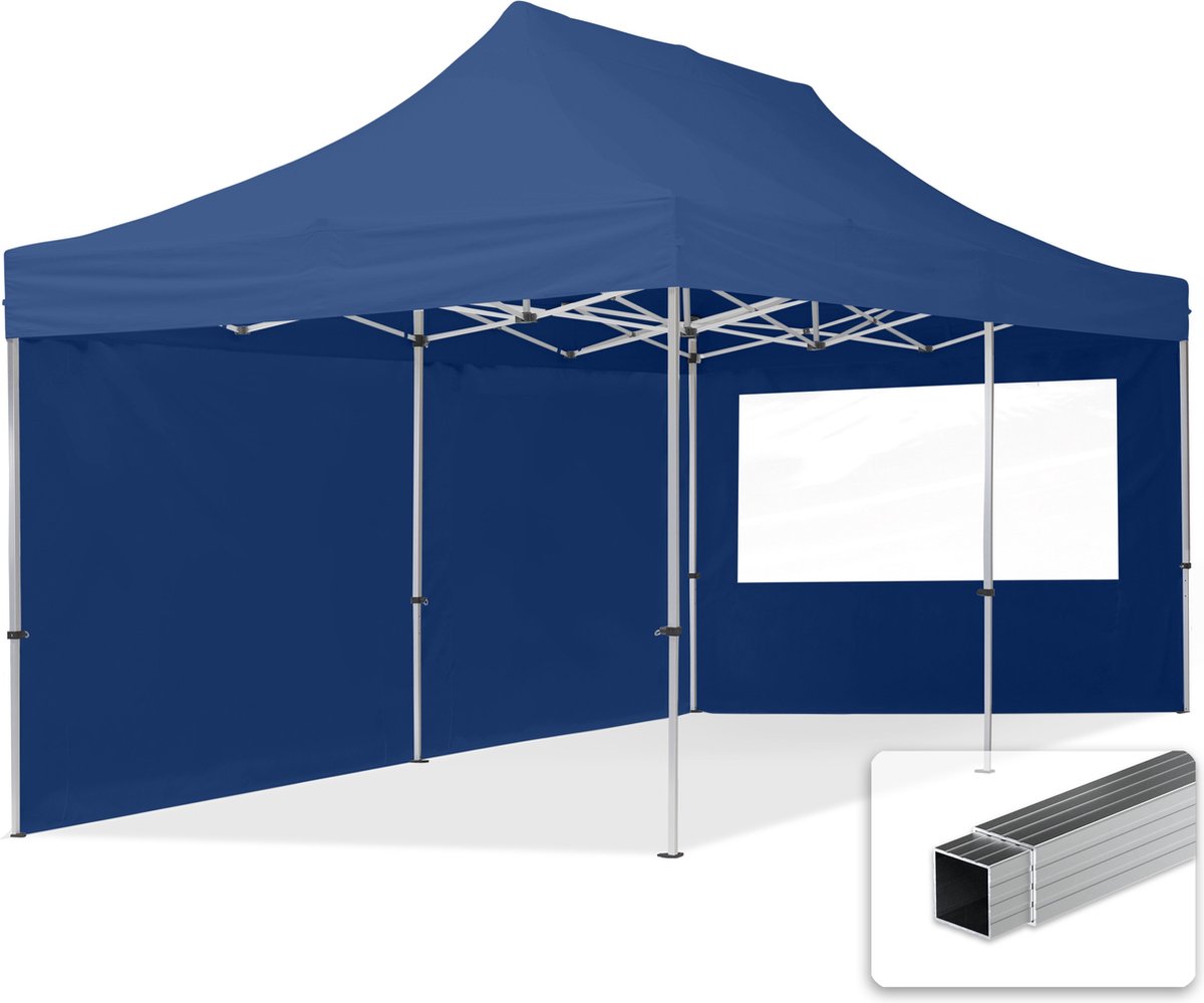 3x6 m Easy Up partytent Vouwpaviljoen, ECONOMY alu 32mm met zijwanden (panorama), blauw