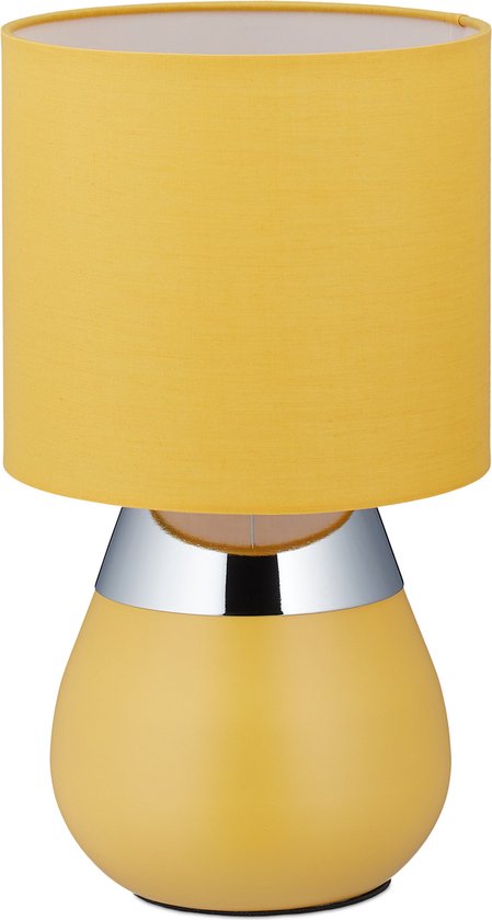 Relaxdays nachtkastlamp touch - schemerlamp geel - tafellamp - E14 - tafelverlichting