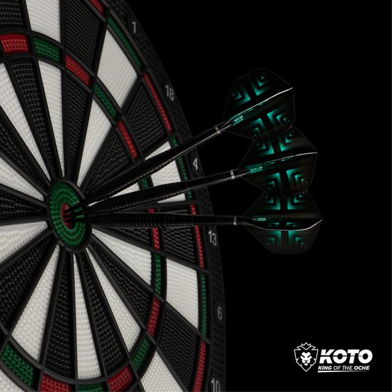 KOTO Set van 6 Elektronische Dartpijlen, 18 gram, Dartpijlen met plastic punten, Softtip Darts met 18 shafts, 18 flights, 16 flightbeschermers, 30 O-ringen & Puntendrager. van KOTO — afbeelding 3