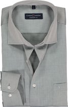 CASA MODA comfort fit overhemd - grijs twill - Strijkvrij - Boordmaat: 48