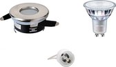 LED Spot Set - Igna - GU10 Fitting - Waterdicht IP65 - Inbouw Rond - Mat Chroom - Ø82mm - Philips - MASTER 927 36D VLE - 4.9W - Warm Wit 2200K-2700K - DimTone Dimbaar
