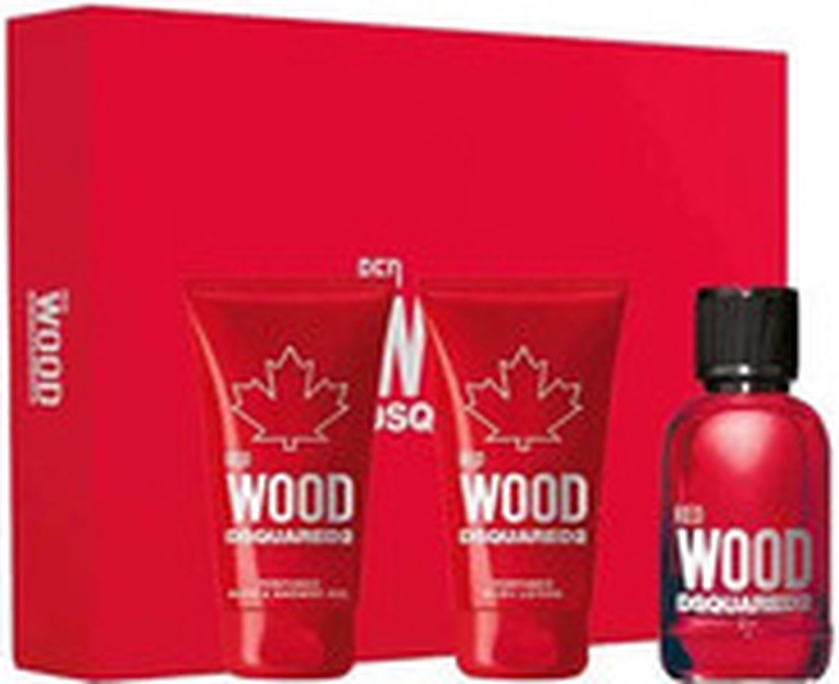 Dsquared² Red Wood Giftset - 50 ml eau de toilette spray + 50 ml showergel + 50 ml bodylotion - cadeauset voor dames